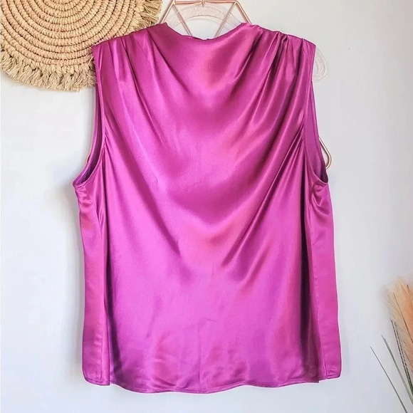 RAILS, New, Kaleen Fuchsia Radiance Ruched Funnel Neck Satin Top, Size XXL - Picture 2 of 13